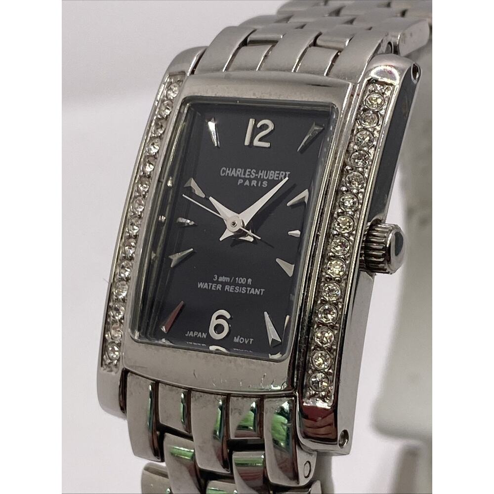 Charles Hubert Paris Womens Silver Luxury Watch Works New Batteyr